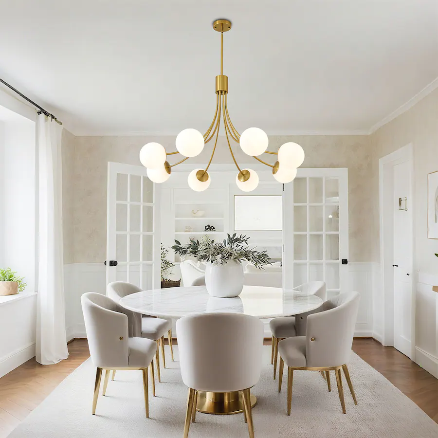 RYHNUYNE 8 Light Farmhouse Chandelier,Gold Chandeliers Dining Room ...