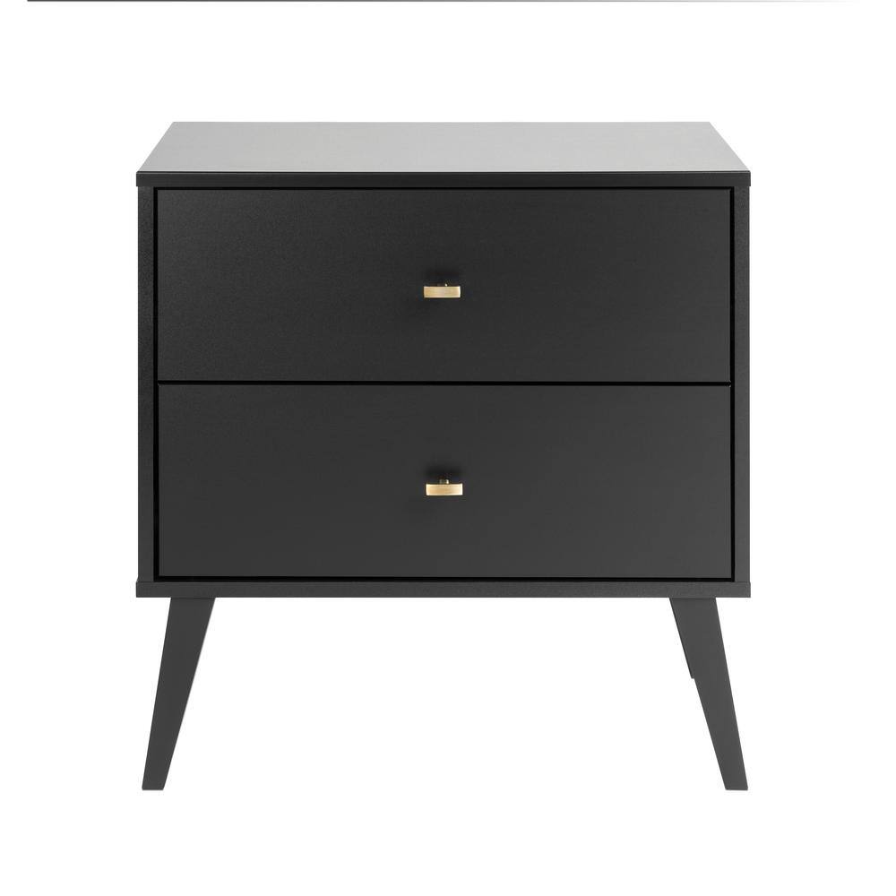 Angle. Prepac - Milo 2-drawer Nightstand, Black - Black.