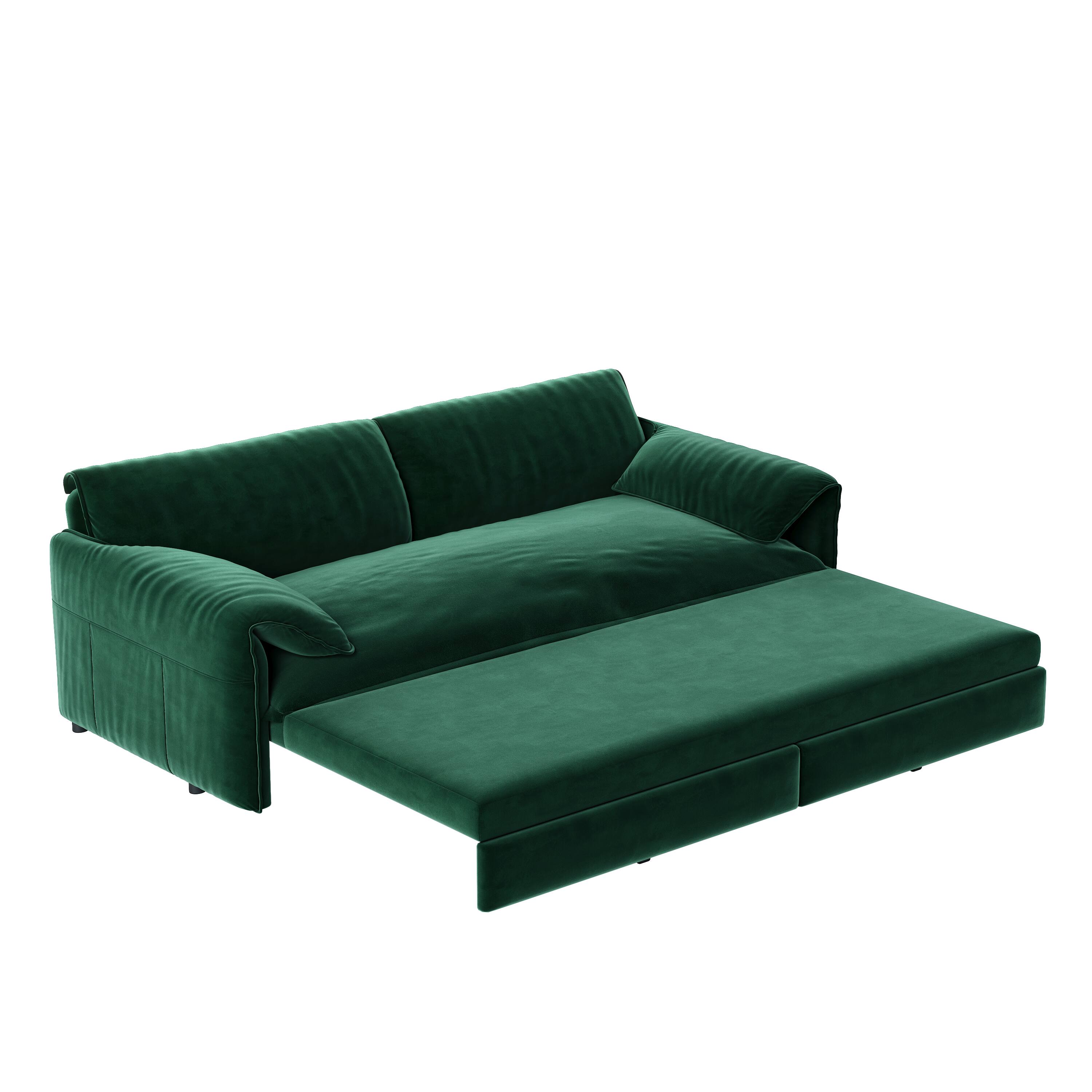 Alt View 8. Tiramisubest - Queen Pull Out Sofa Bed,3-in-1 Convertible Sleeper Sofa with Side Storage,Velvet Loveseat for Living Room,Office,Green - Green.