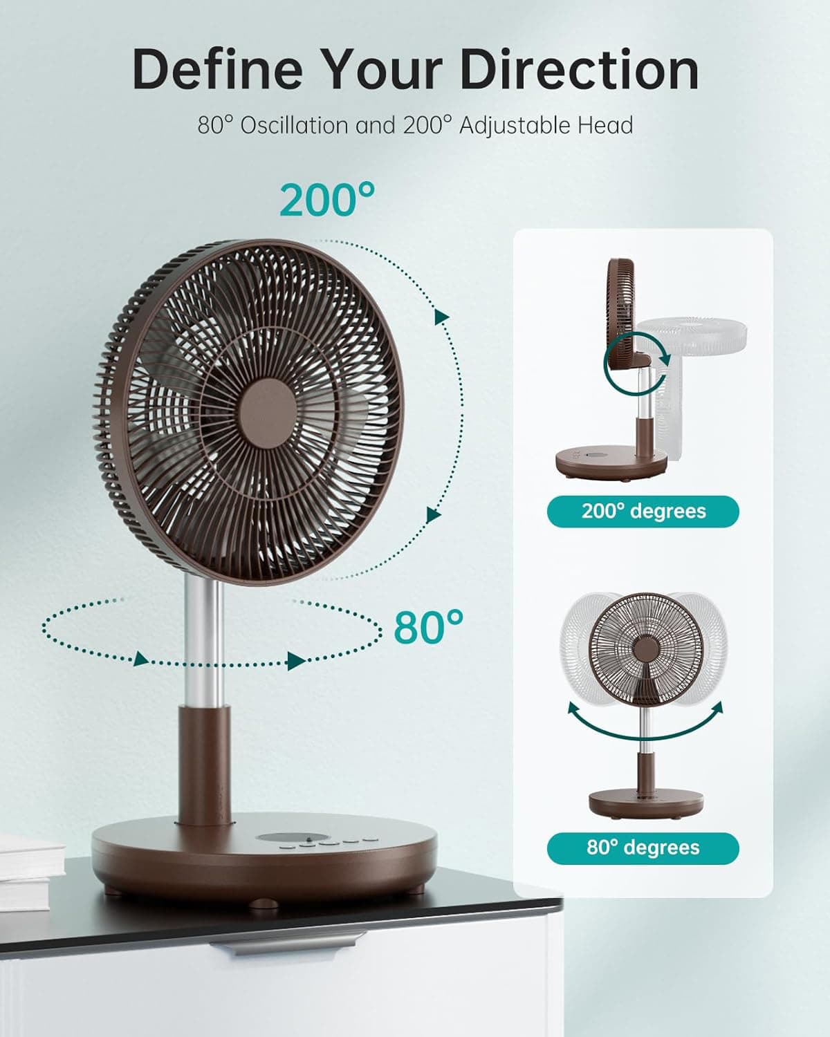 Define Your Direction  
80° Oscillation and 200° Adjustable Head  
200°  
80°