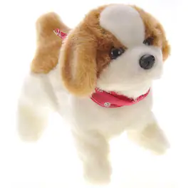 JuzToys - Stuffed Animal Walking Dog Toy for Kids – Barks, Sits, Walks, and Flips, Interactive Stuffed Dog Puppy, Brown/ - White