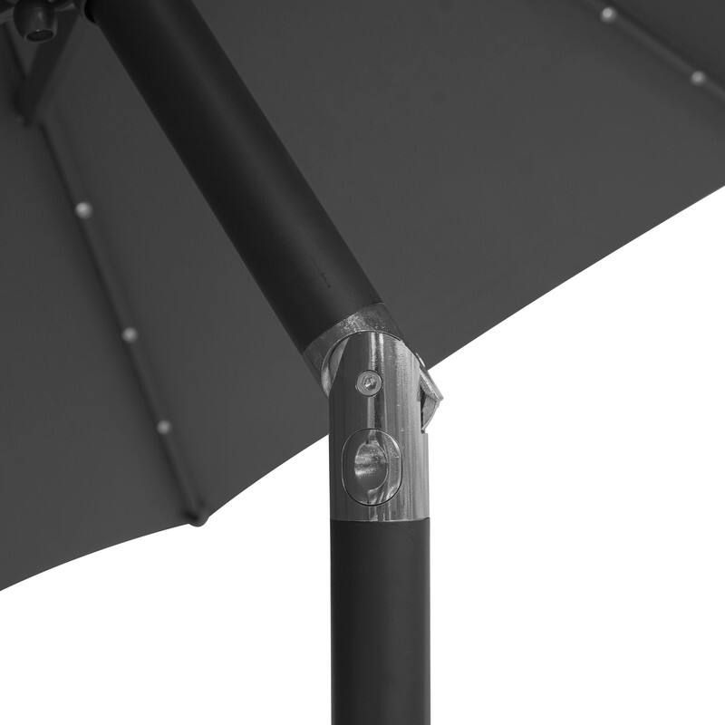 Alt View 4. LeisureMod - Sierra Outdoor Polyester Umbrella with Solar LED Lights and Push-Button Tilt - Gray.