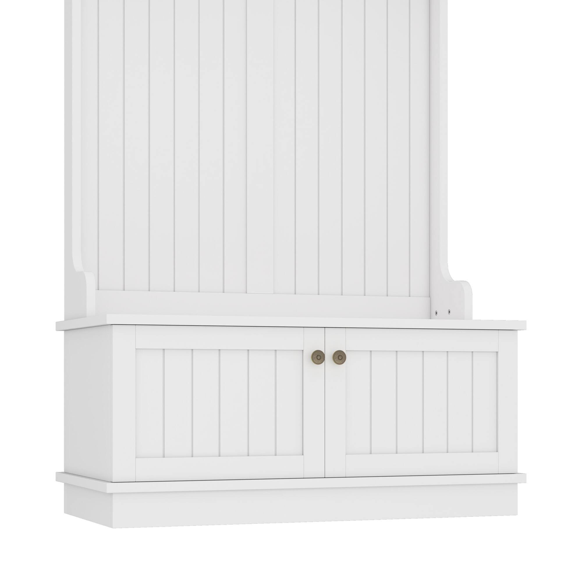 Alt View 5. GOODSILO - Multifunctional Entryway Hall Tree with Coat Racks Shoe Bench Storage Cabinet and Display Shelf - White.