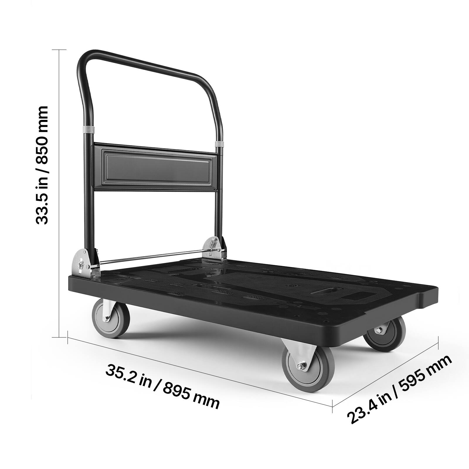 - 33.5 in / 850 mm
- 35.2 in / 895 mm
- 23.4 in / 595 mm