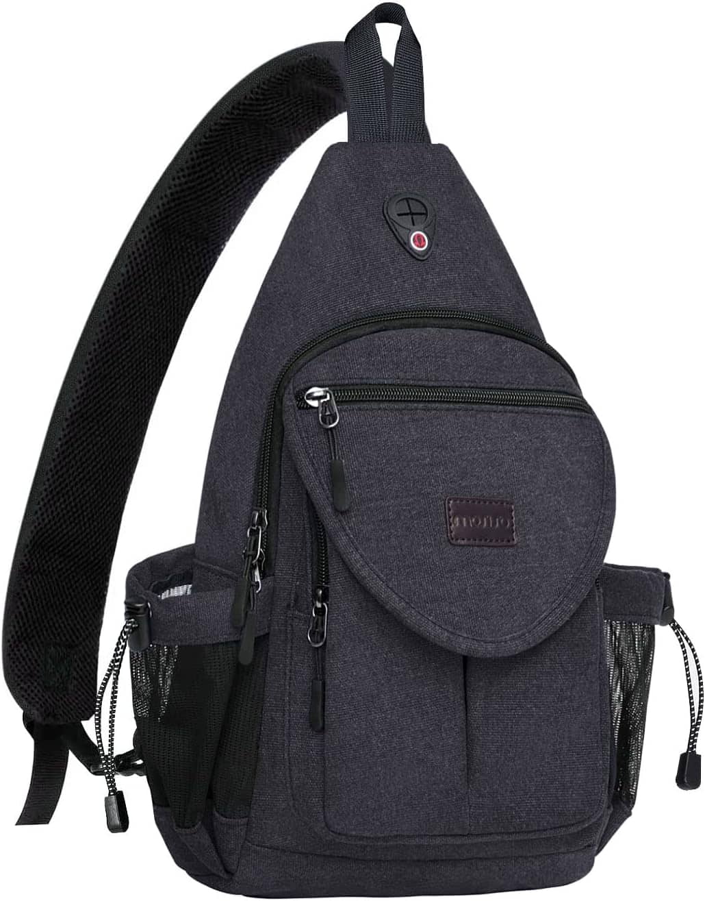 mosiso - Sling Backpack Canvas Crossbody Hiking Daypack Bag with Anti-theft Pocket - Space Gray