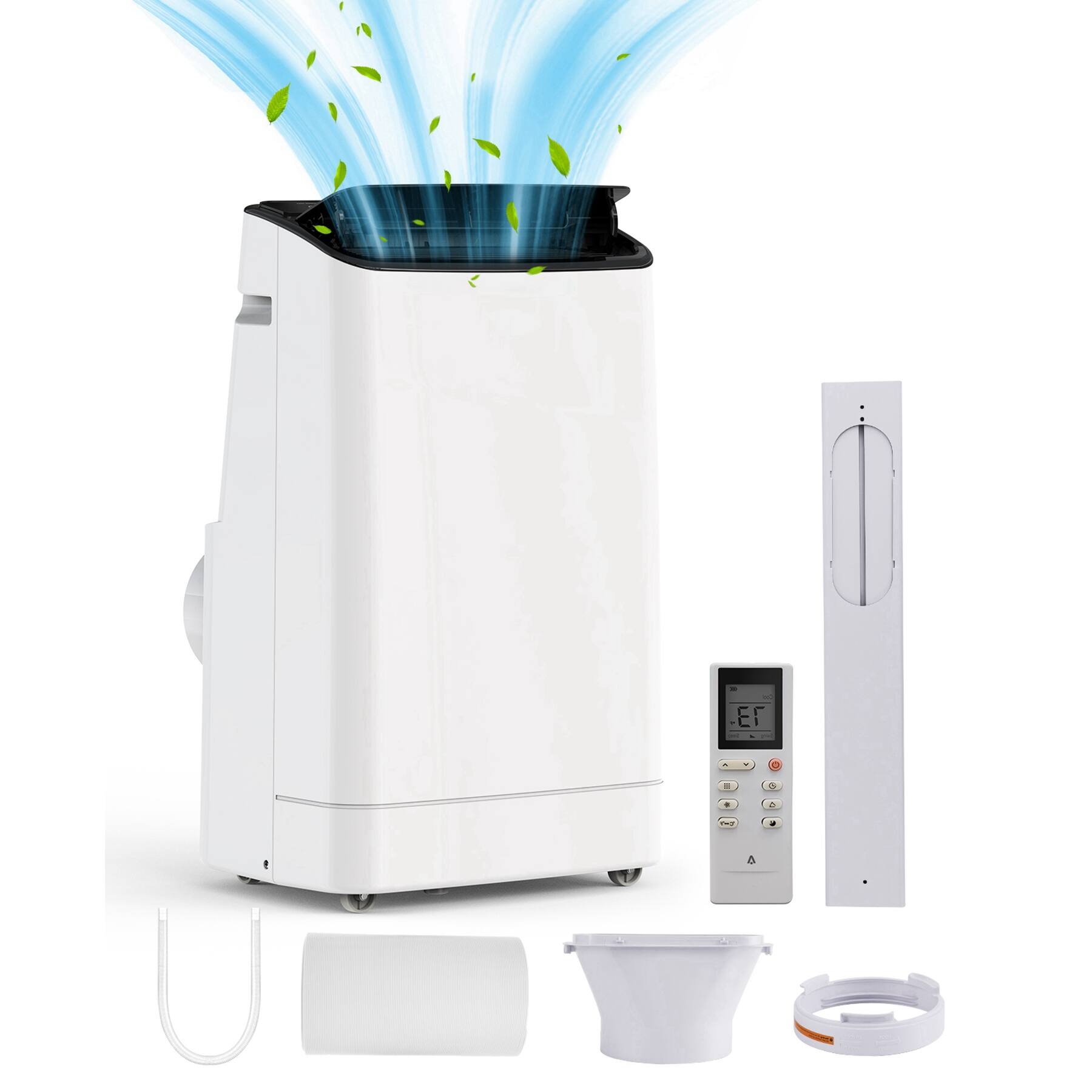 Front. Acekool - Acekool 14,000BTU Portable Air Conditioner with Fan & Dehumidifier, Windows Kit Included - White.