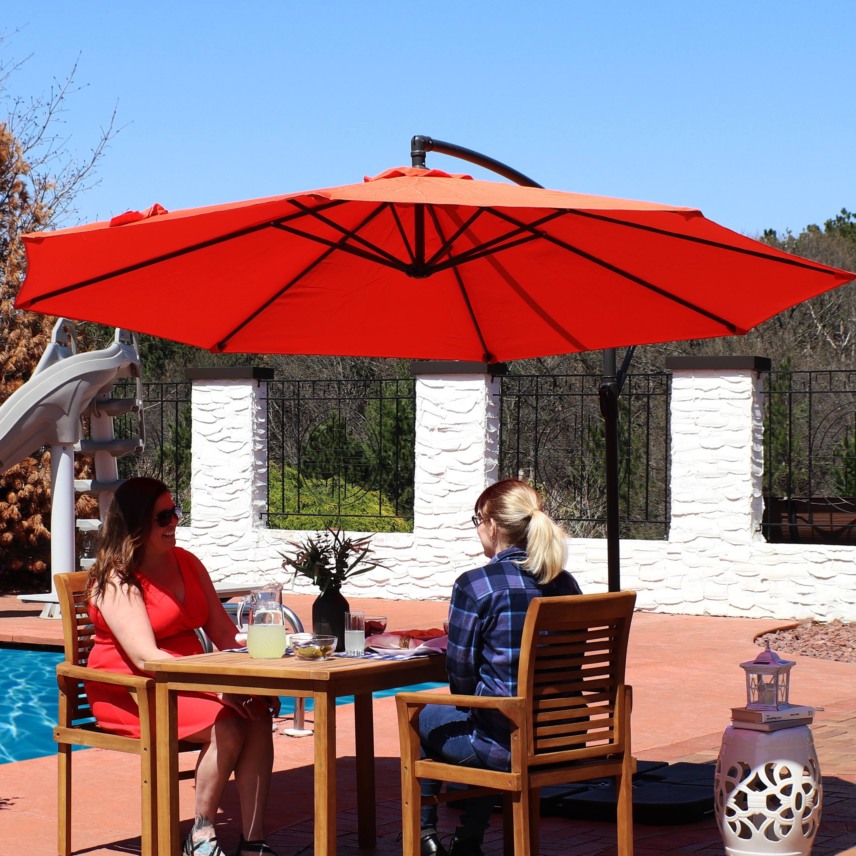 Alt View 4. Sunnydaze - 10 ft Cantilever Offset Steel Patio Umbrella with Crank - Burnt Orange.