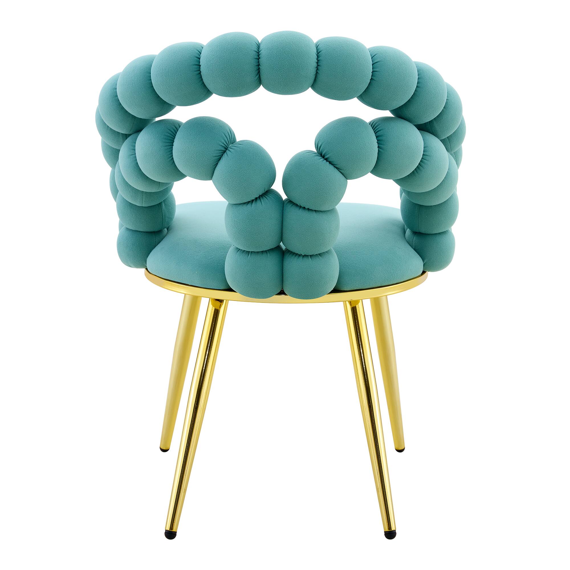 Alt View 10. Loheer - Loheer Teal Dining Chairs Set of 2 Bubble Back Velvet Accent Chairs, 1.92 ft x 1.58 ft x 2.67 ft - Gold,Teal.
