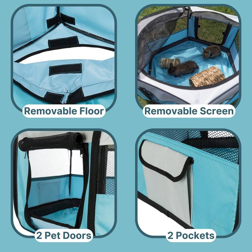 - Removable Floor
- Removable Screen
- 2 Pet Doors
- 2 Pockets