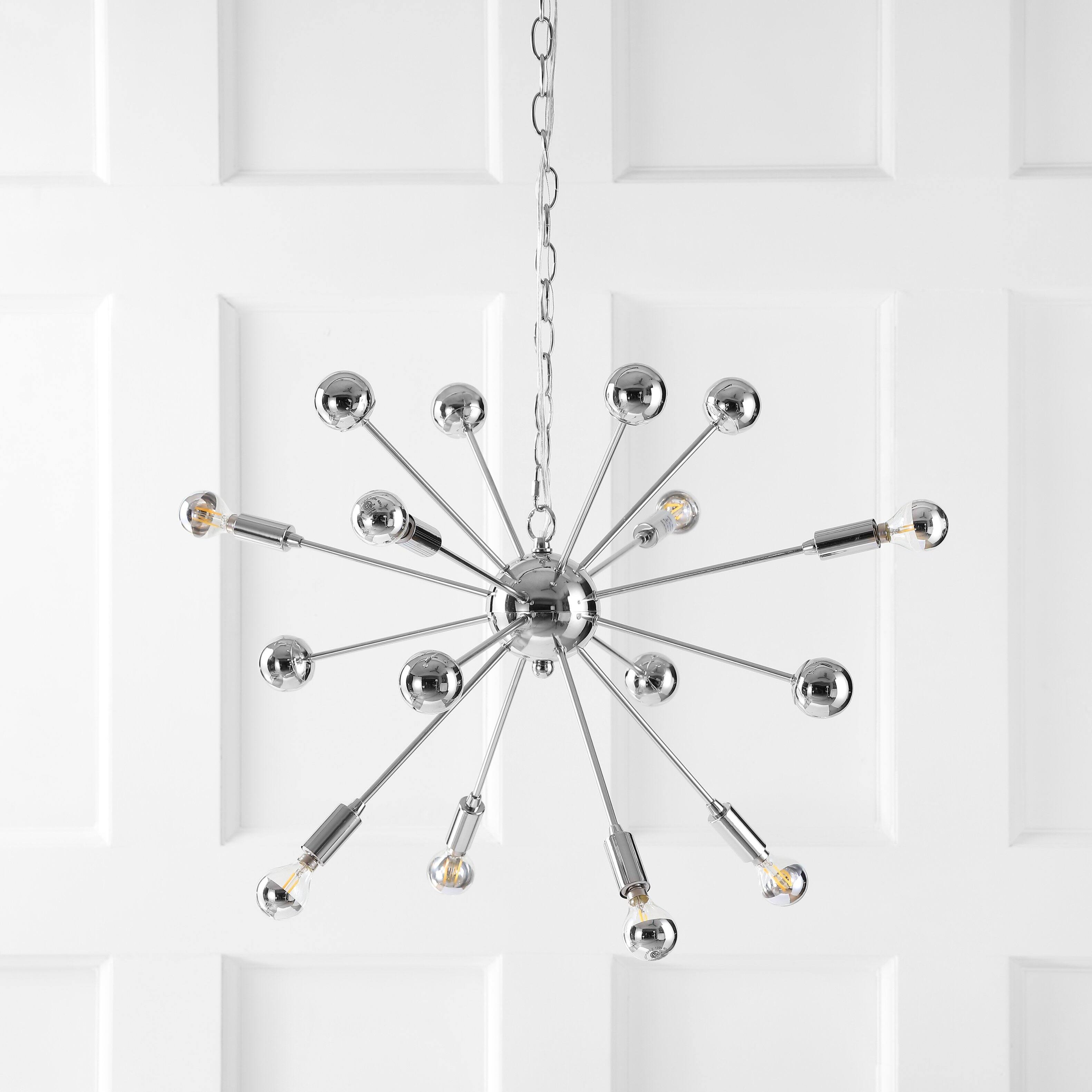 Alt View 7. Jonathan Y - Glenn 8-Light 22.5" Metal Sputnik-Style LED Chandelier, Chrome - Chrome.