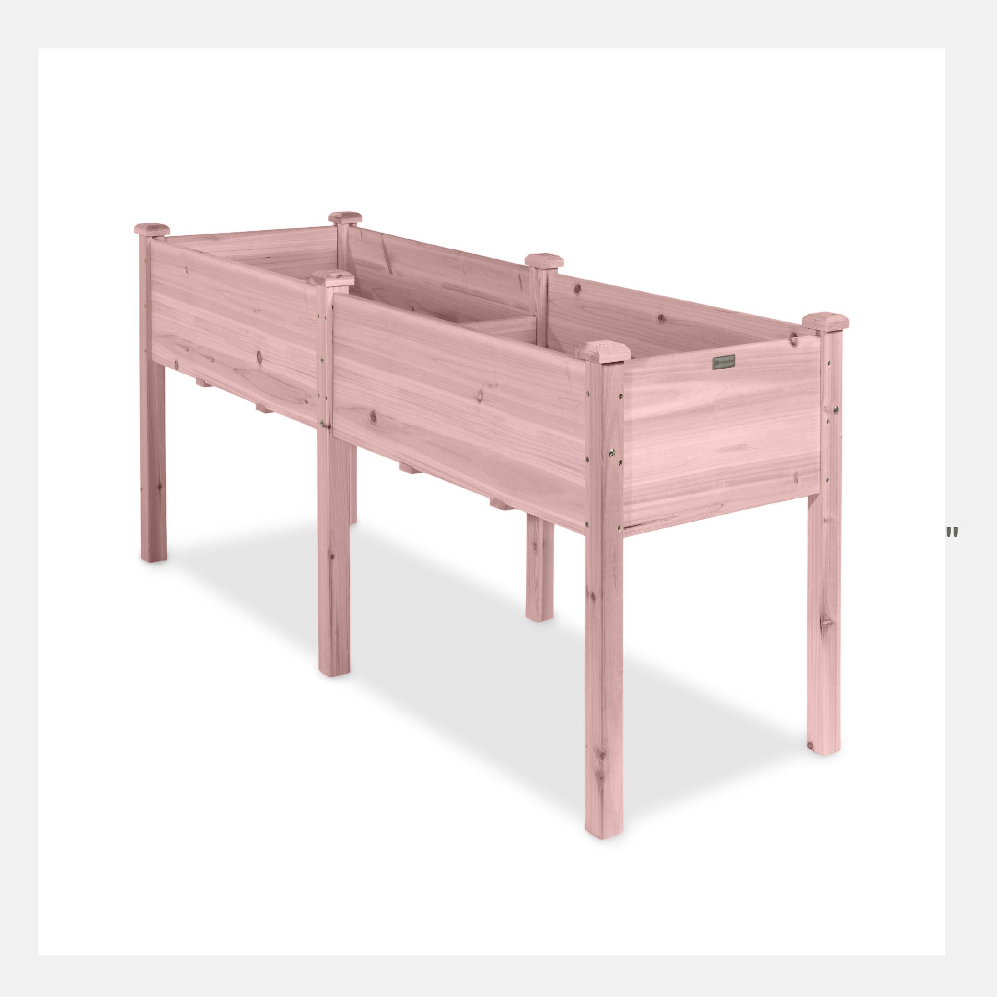 Alt View 1. Best Choice Products - Best Choice Products 72x24x30in Raised Garden Bed, Elevated Wood Planter Box for Patio w/ Divider Panel - Pink - Pink.