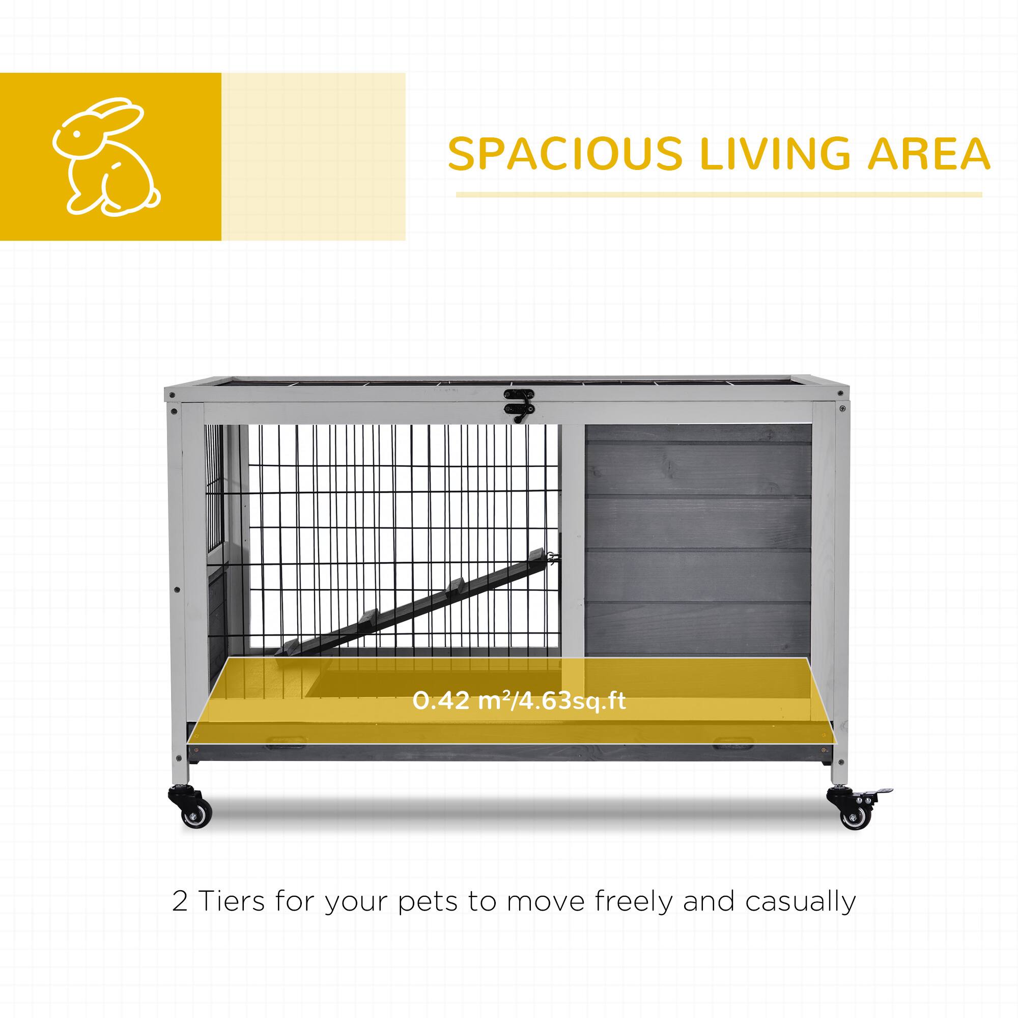 SPACIOUS LIVING AREA

0.42 m²/4.63 sq.ft

2 Tiers for your pets to move freely and casually
