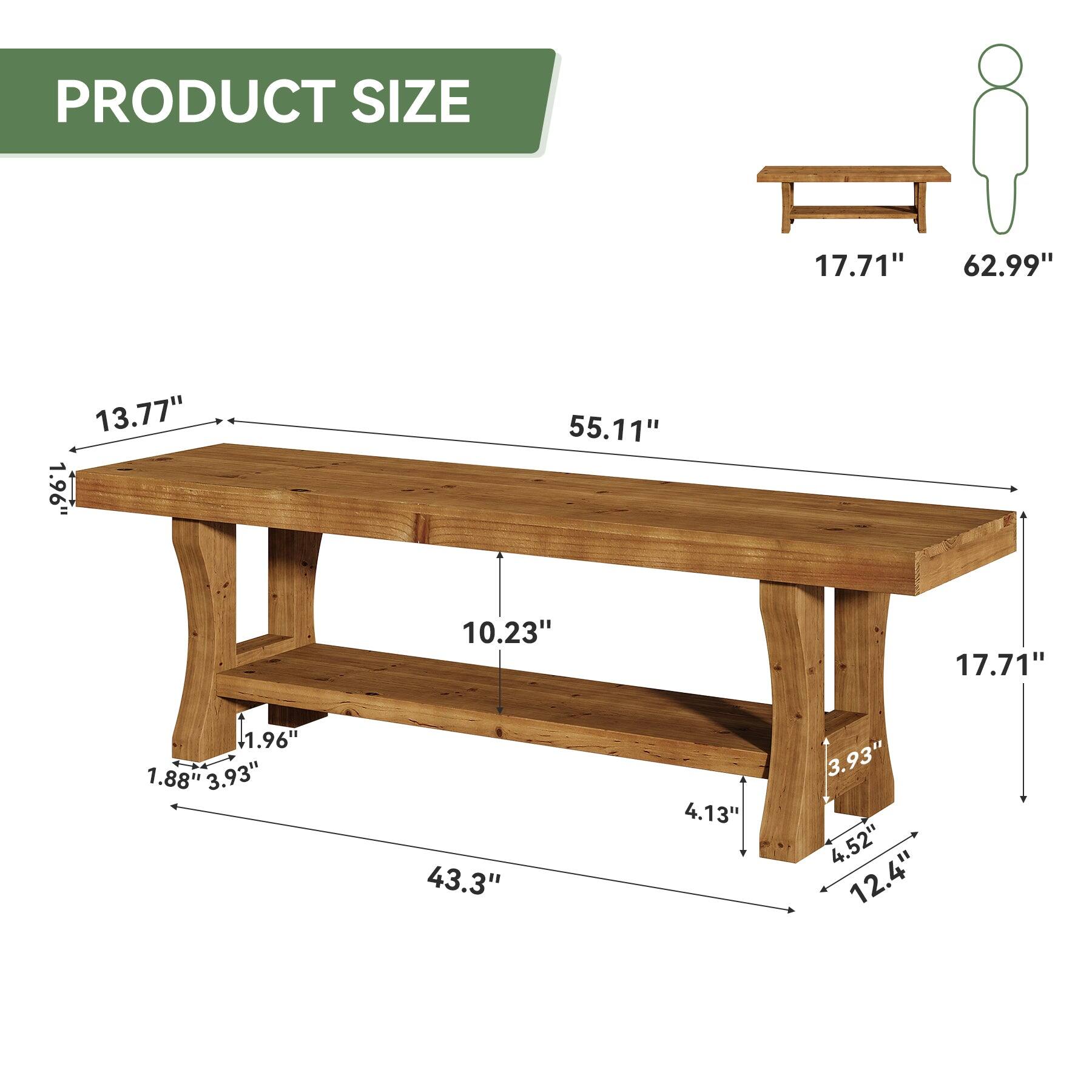 PRODUCT SIZE

17.71"  
62.99"  
13.77"  
1.96"  
55.11"  
10.23"  
17.71"  
1.96"  
1.88"  
3.93"  
43.3"  
4.13"  
3.93"  
4.52"  
12.4"