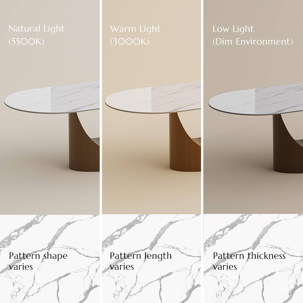 Natural Light (5500K)  
Warm Light (3000K)  
Low Light (Dim Environment)  

Pattern shape varies  
Pattern length varies  
Pattern thickness varies