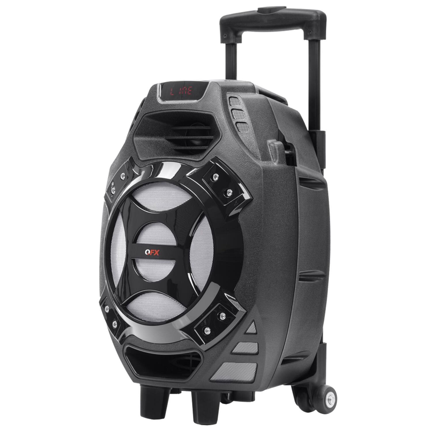 Alt View 6. QFX - Portable Bluetooth True Wireless Speaker PBX-61081BT, LEDs, Remote - Silver.