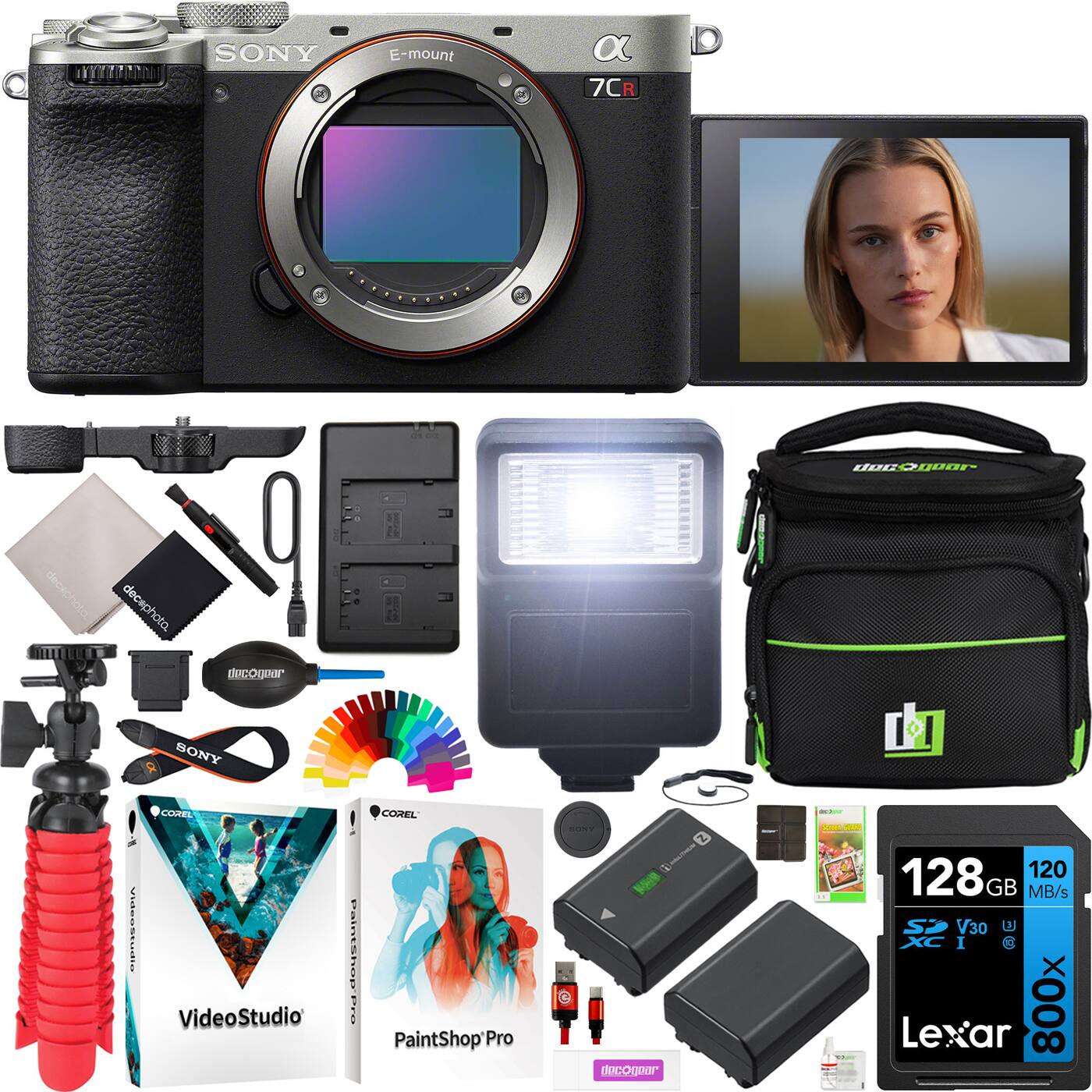 Sony - a7CR Full Frame Mirrorless Camera Body Silver + Bag & Essentials Kit Bundle
