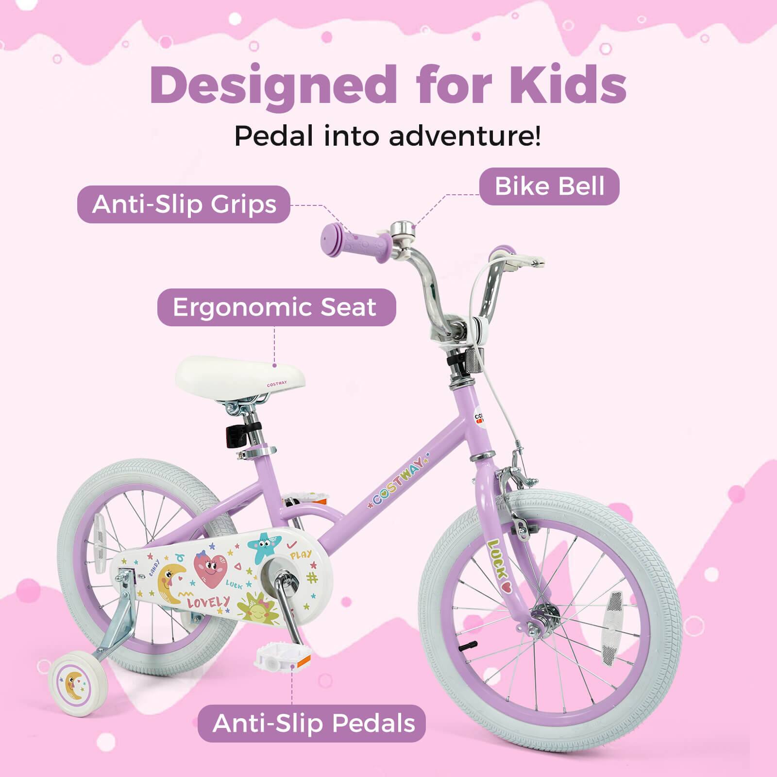 Designed for Kids  
Pedal into adventure!  

- Anti-Slip Grips  
- Bike Bell  
- Ergonomic Seat  
- Anti-Slip Pedals  

LOVELY PLAY  
COSTWAY  
LUCKO