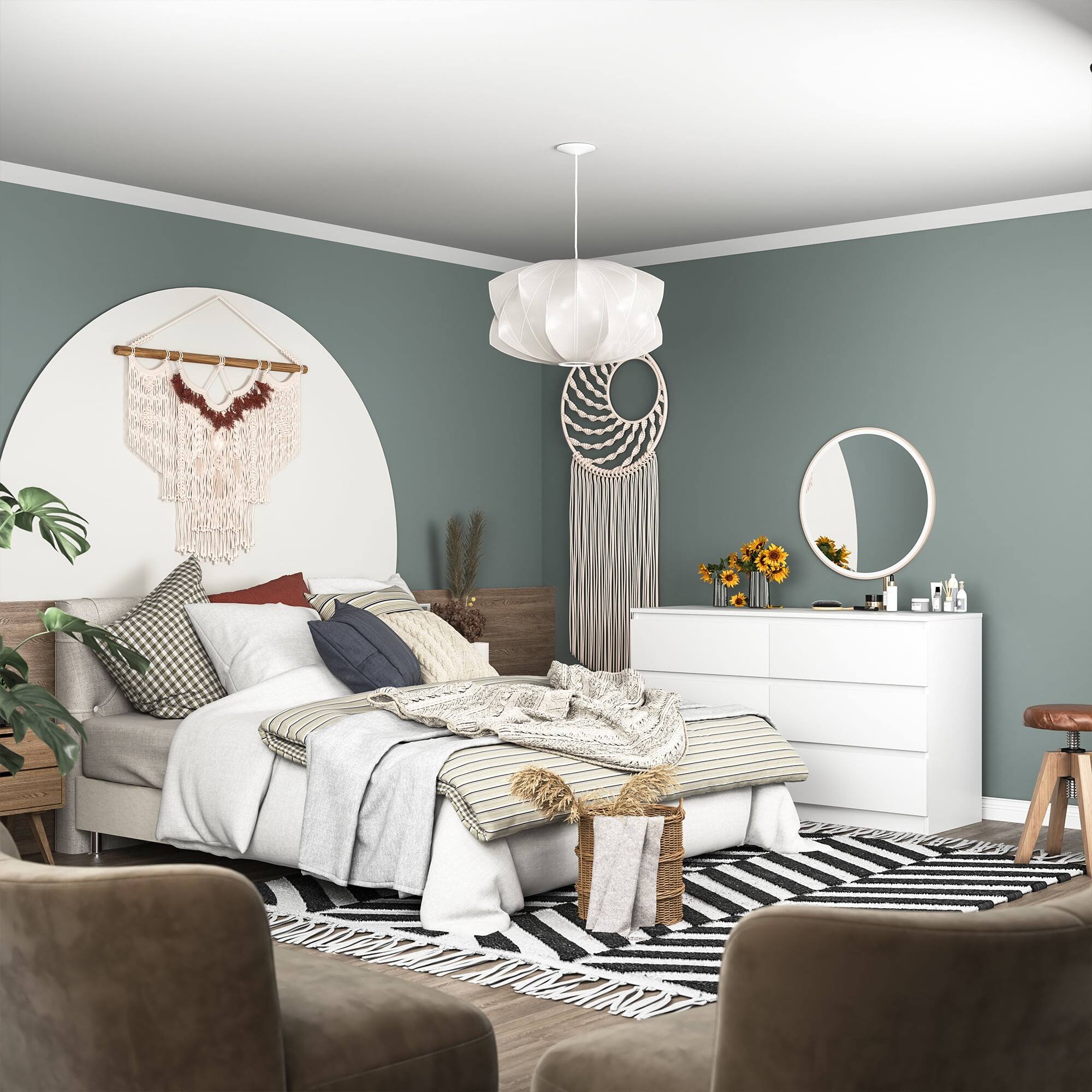 Alt View 6. Kadyn - Modern Mid Century 6 Drawer Wide Dressers Chests for Bedroom, Chest of Drawer Organizer - White.