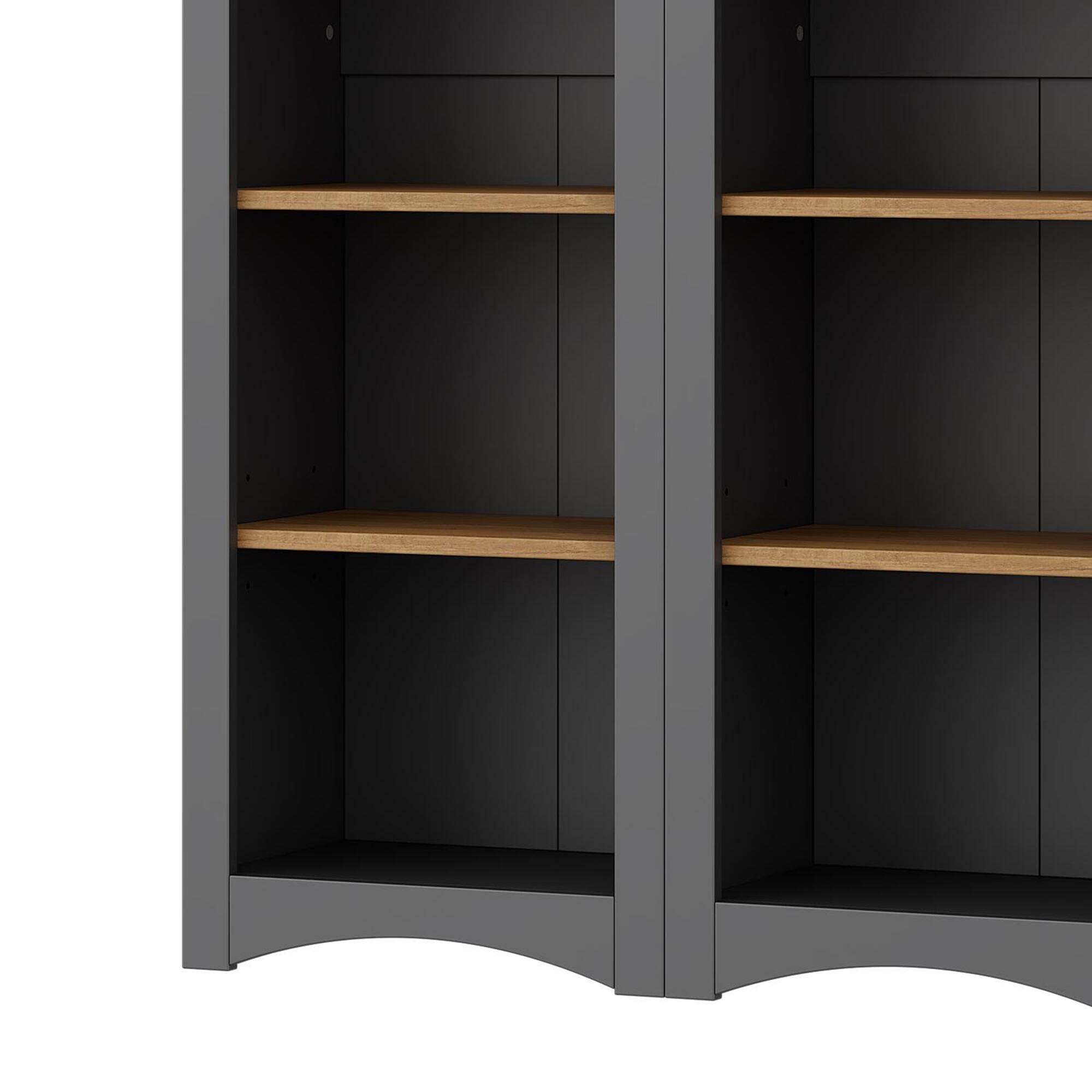 Alt View 6. Tiramisubest - Free Standing 5 Tier Bookcases Set of 2, Farmhouse Two-Tone Storage Cabinet with Adjustable Shelves, Grey - Grey.