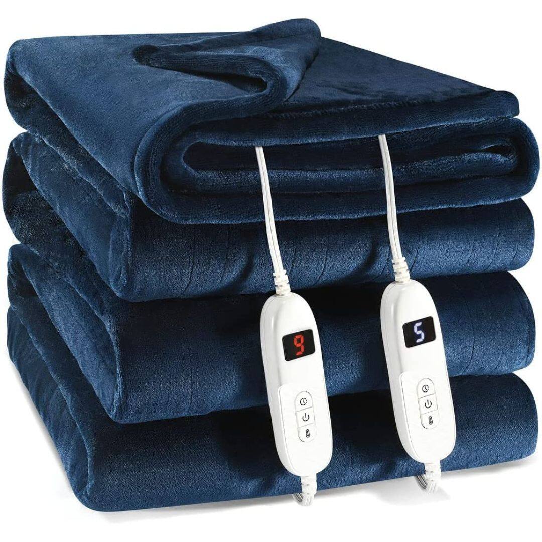 Front. Medical King - Electric Heated Blanket Queen Size with Hand Controller for 10 Heating Settings Blue 84 x 90 - Blue.
