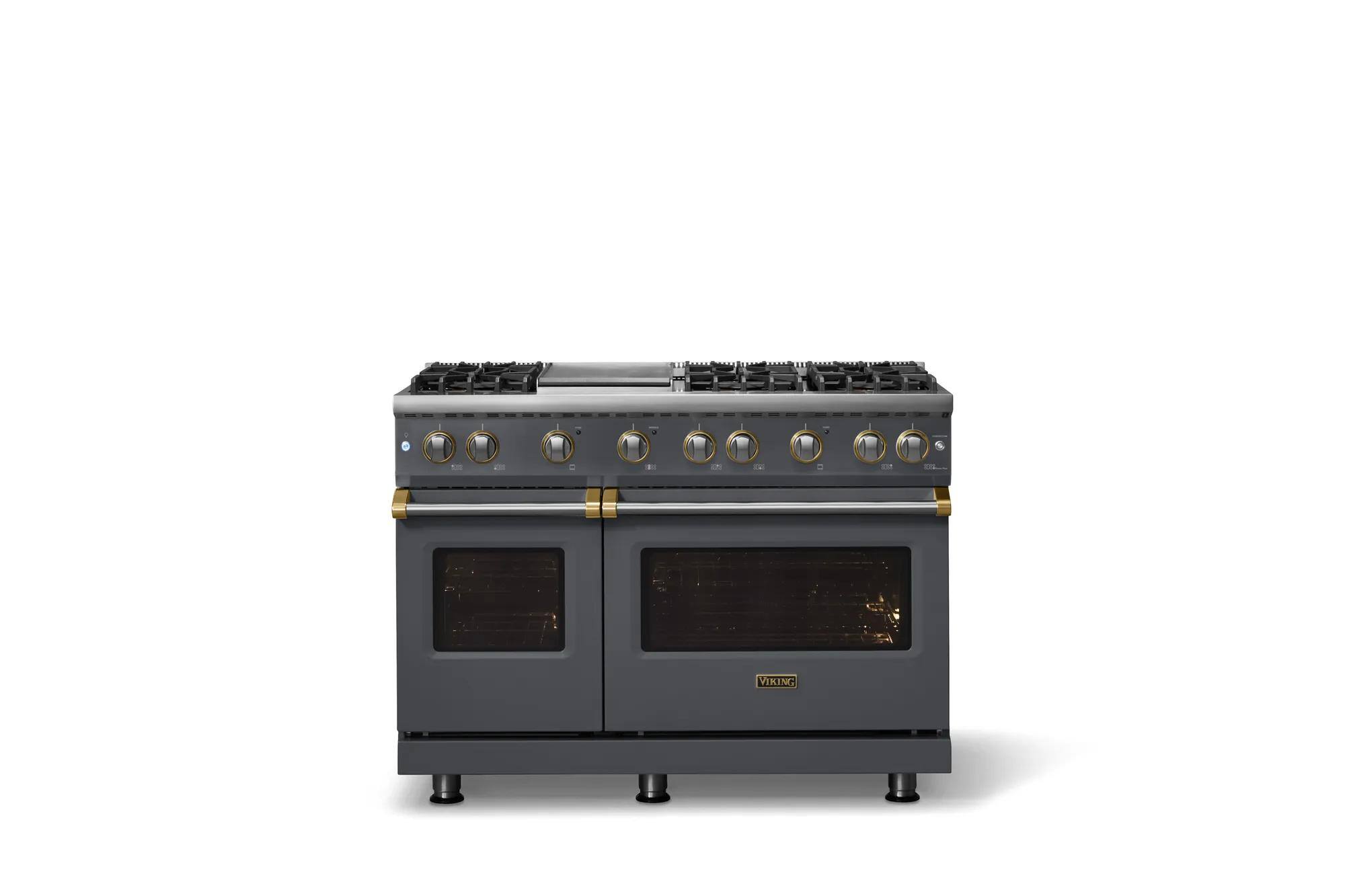 Alt View 1. Viking - Pro 5 Series 6.1 Cu. Ft. Freestanding Sealed 6 Burner LP Gas Convection Range/Griddle - Cast Black w. Brushed Brass - Cast Black.