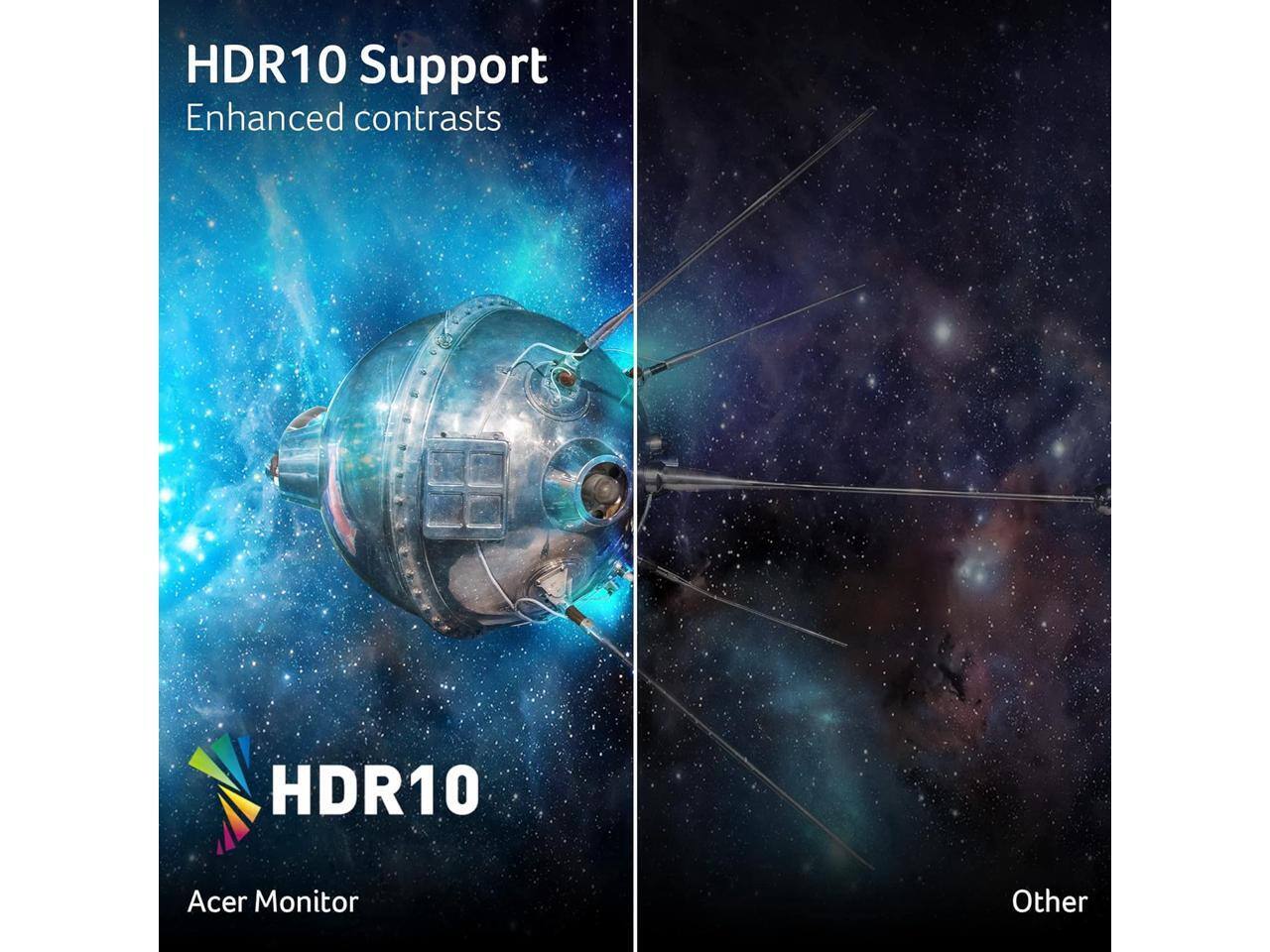 HDR10 Support  
Enhanced contrasts  

HDR10  

Acer Monitor  

Other