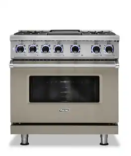 Viking - 36"W./24"D. Dual Fuel Sealed Burner Range-4 Burners/Griddle - Nantucket