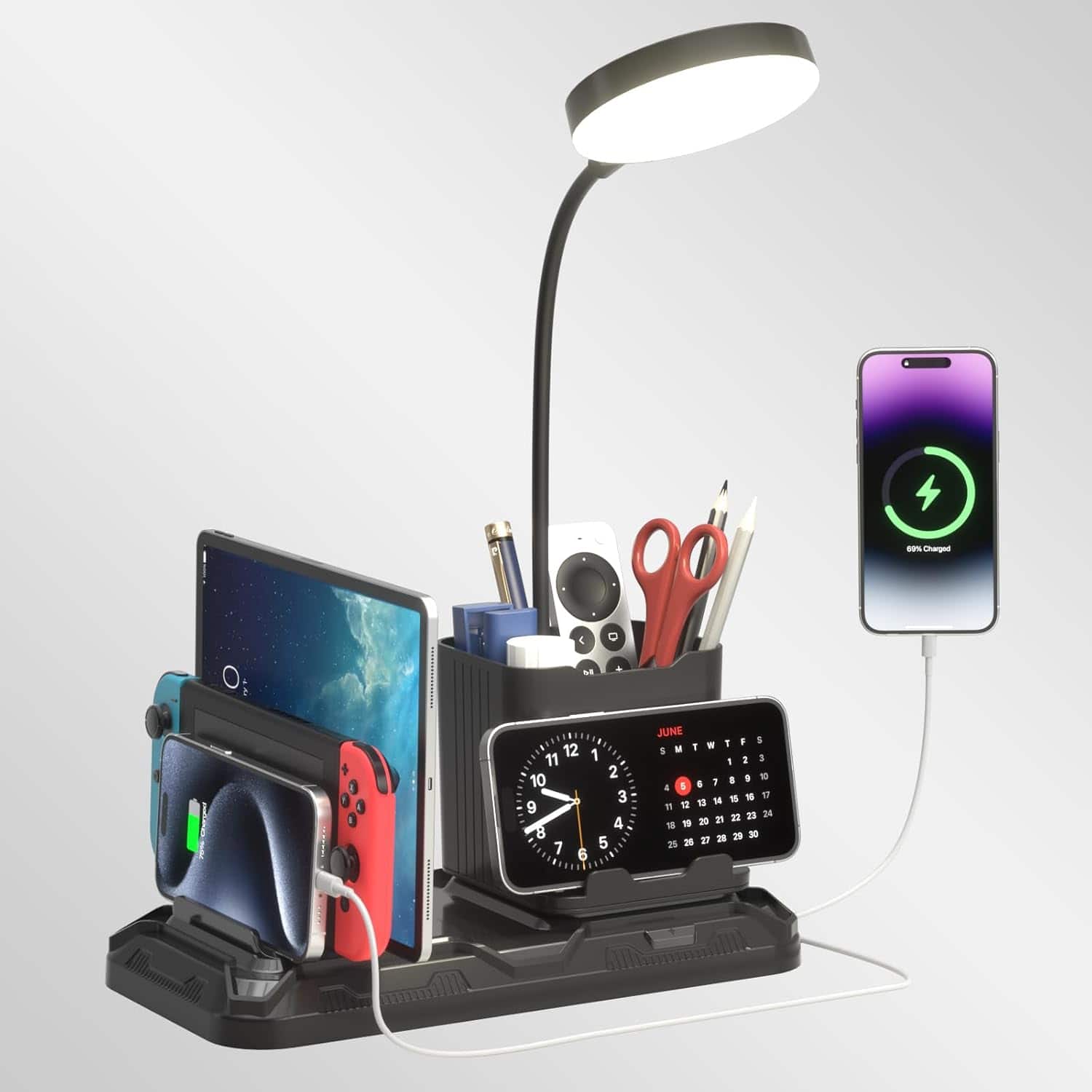 The Best Inks - Desk Lamp Light USB Adjustable Gooseneck metal with Charger Ports Reading Desktop Phone Holder Brightness - default