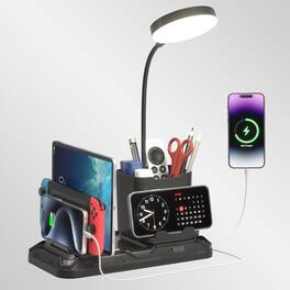 Stamp n Camp - KDD Desk Lamp with USB A&C Charger Ports - Reading Desktop Light with Pen & Phone Holder - Adjustable Brightness - default