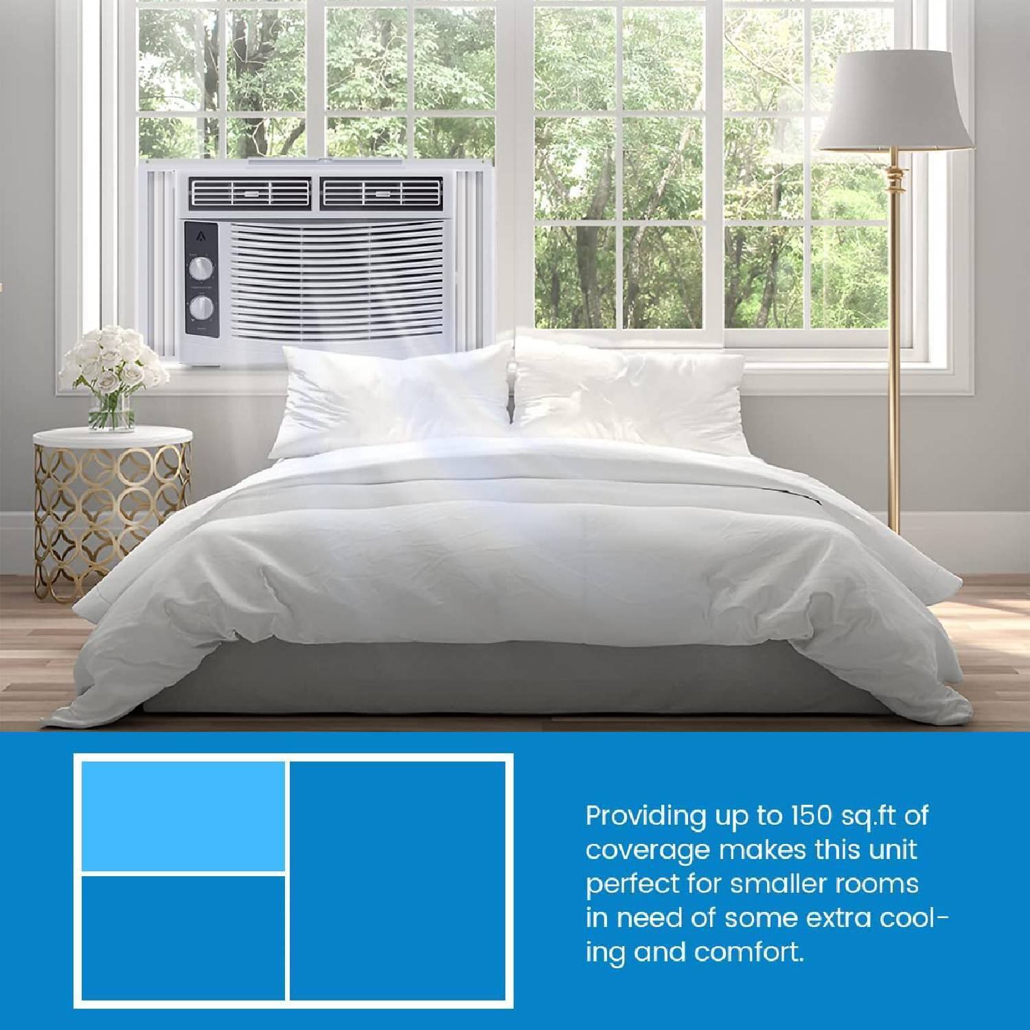 Providing up to 150 sq.ft of coverage makes this unit perfect for smaller rooms in need of some extra cooling and comfort.