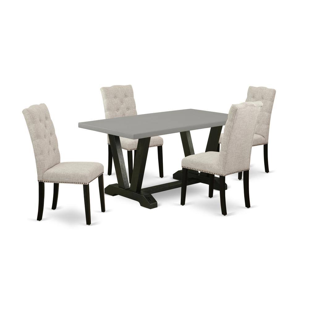 Left. East West Furniture - East West Furniture 5-Piece Kitchen Dining Table Set Included 4 Modern Dining chairs Upholstered Seat and High Button - Multi-Color.