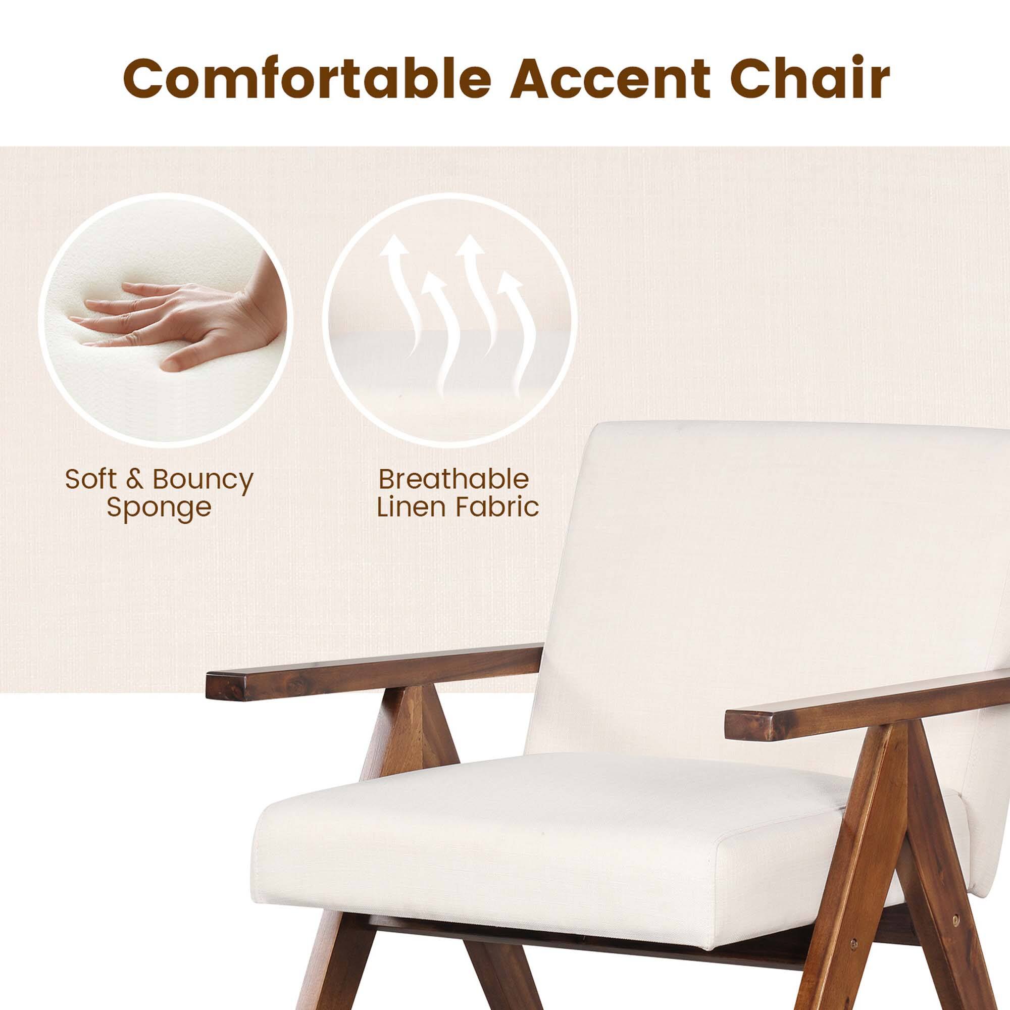 Comfortable Accent Chair

- Soft & Bouncy Sponge
- Breathable Linen Fabric