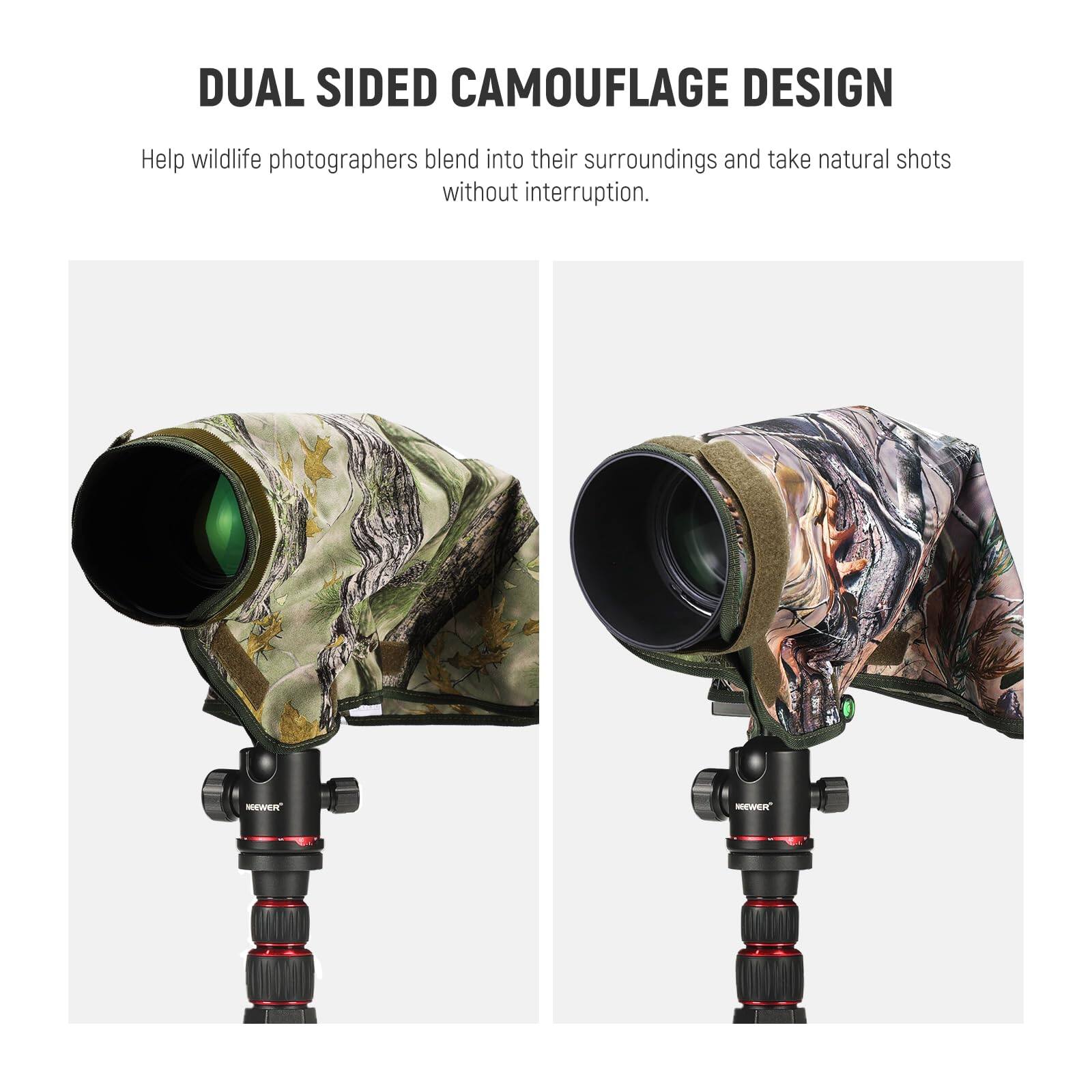 DUAL SIDED CAMOUFLAGE DESIGN

Help wildlife photographers blend into their surroundings and take natural shots without interruption.