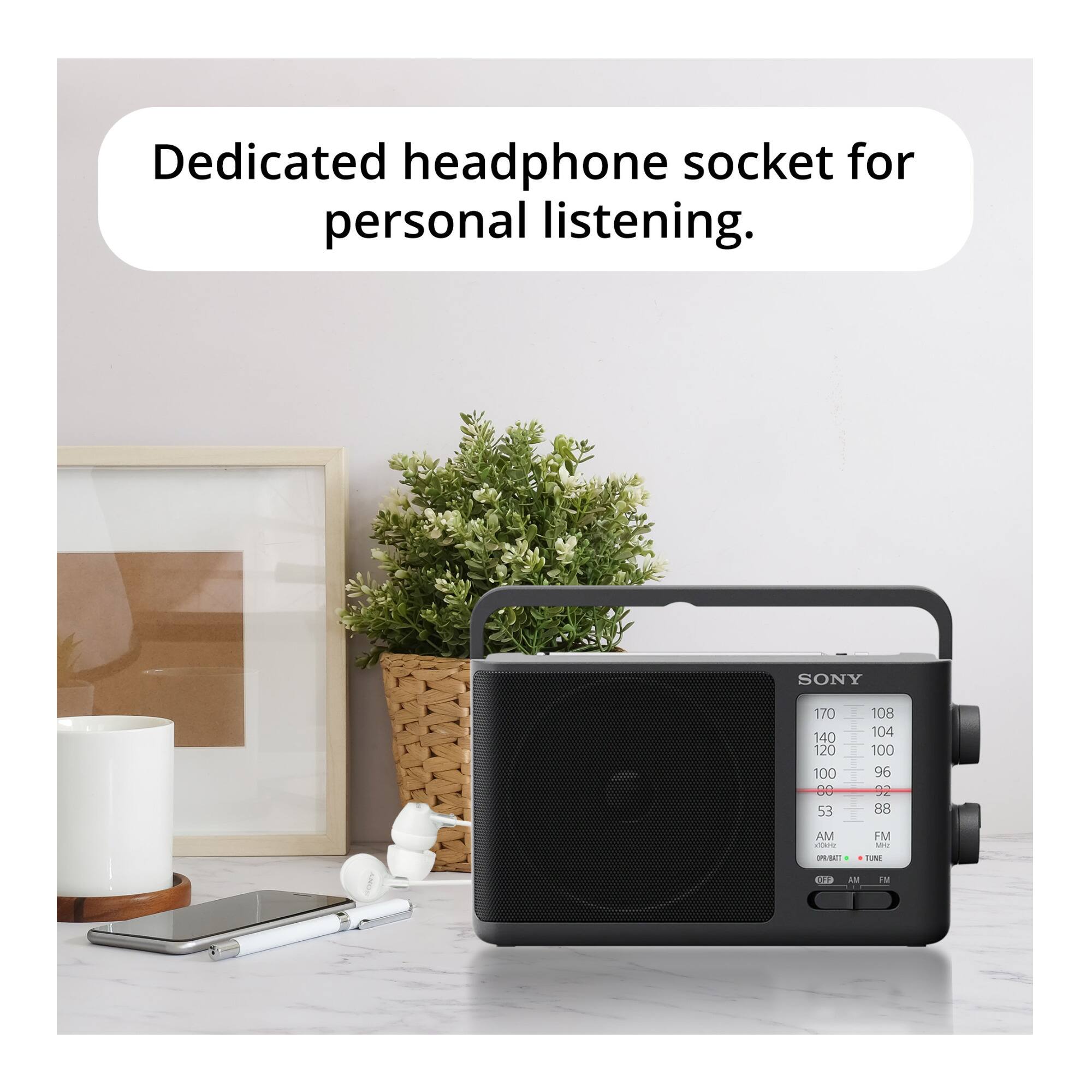 Dedicated headphone socket for personal listening.