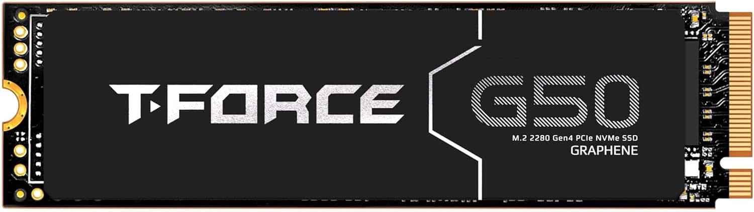 Team Group - T-Force G50 2TB PCIe Gen4x4 NVMe M.2 2280 Gaming SSD, Up to 5000/4500 MB/s, 3D TLC NAND, SLC Cache