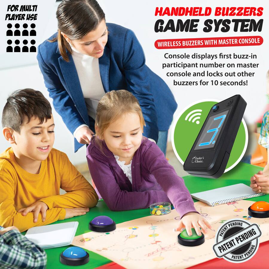 Number Buzzer Teachers Choice Wireless Light up Game Buzzer System, 4 Pack - Best Buy