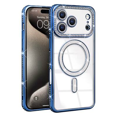 Entronix Luxury Rhinestone Phone Case for iPhone 17 Pro Clear Back with Magnetic Compatibility Blue - Best Buy Entronix Luxury Rhinestone Phone Case for iPhone 17 Pro Clear Back with Magnetic Compatibility Blue - Best Buy
