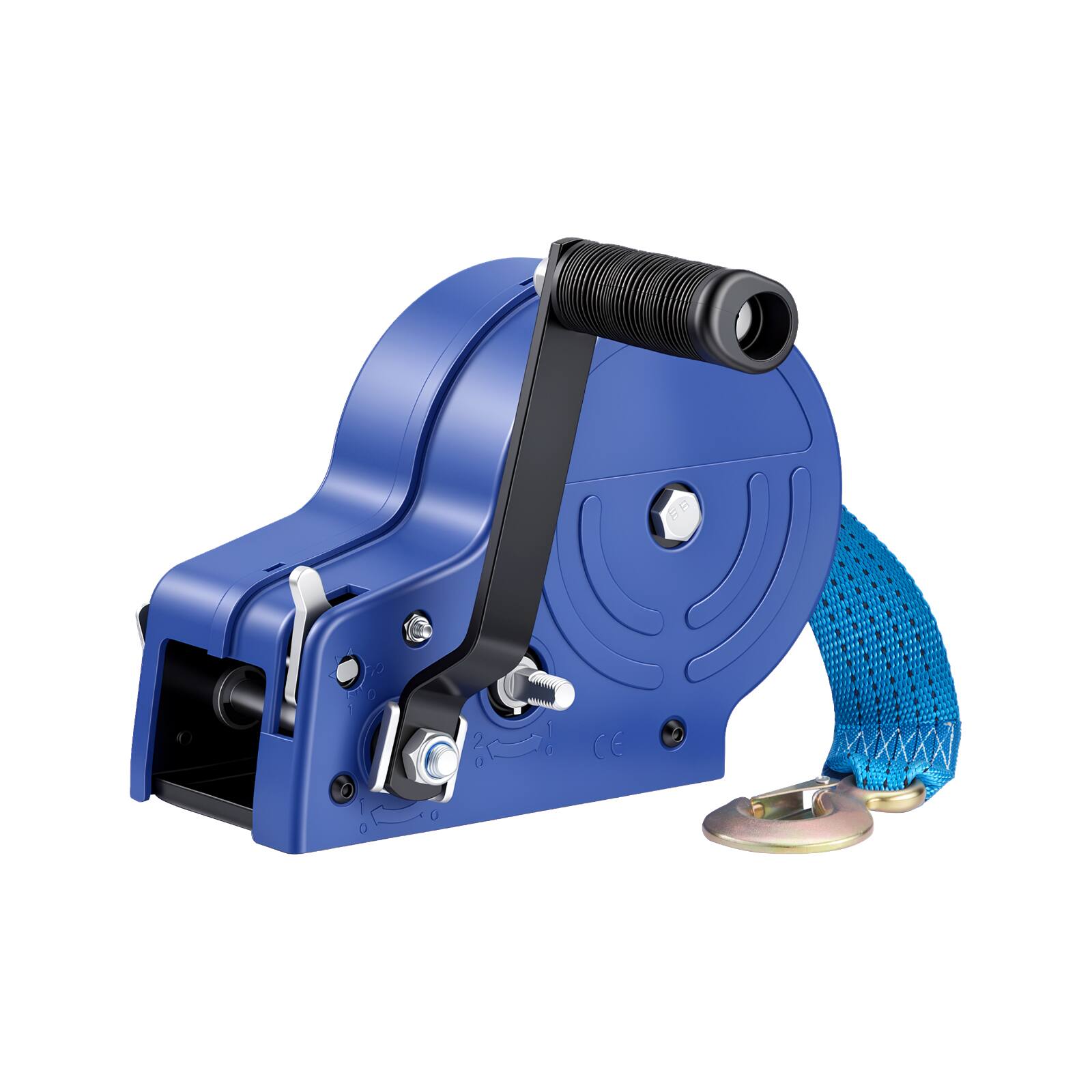 Alt View 5. VEVOR - Boat Winch, 3500 lbs Hand Winch, Heavy Duty Manual Rope Crank with 20ft Gray-Black Polyester Strap, Portable Two-Way - Blue.