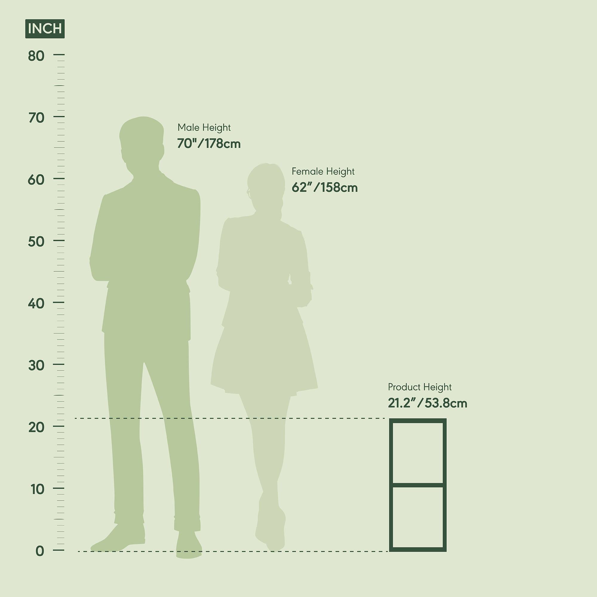 INCH

Male Height  
70" / 178cm

Female Height  
62" / 158cm

Product Height  
21.2" / 53.8cm