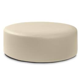 Jaxx - Candler Round Couch Oversized Giant Coffee Table Ottoman 44”, Natural - Faux Leather Natural
