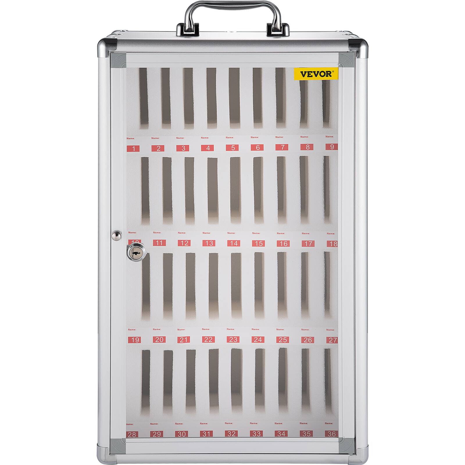 Alt View 5. VEVOR - 36 Slots Cell Phone Cabinet Silver Aluminum Alloy Pocket Chart Storage Locker Box with Portable Handle - Silver.