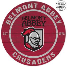 Jardine - Belmont Abbey Crusaders 20'' x 20'' Indoor/Outdoor Weathered Circle Sign - Red