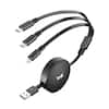 Front. AmpNergy - AmpNergy PowerLines 3-in-1 Retractable Charging Cable - 4FT - Black - Black.