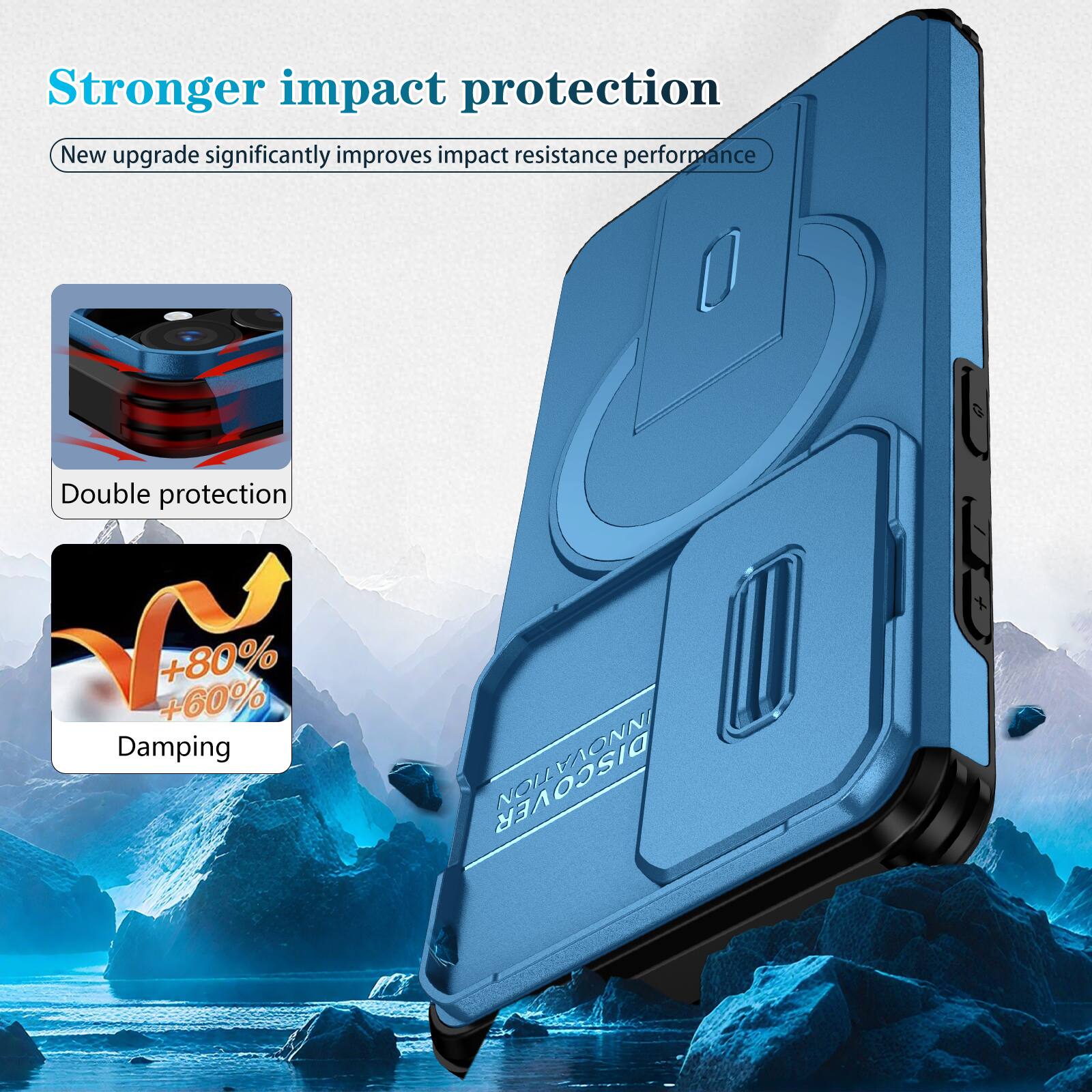 Stronger impact protection  
New upgrade significantly improves impact resistance performance  
Double protection  
+80% +60% Damping  
VAONNI DISCOVERY