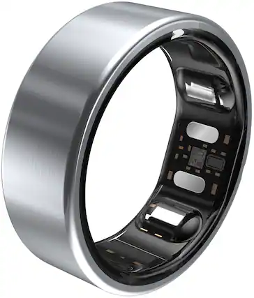 Front. QALO - QRNT Slim Smart Ring – Snug Fit – Size Up – Size 10 - Silver.