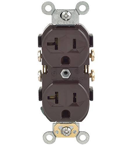 Front. Leviton - Commercial Duplex 20A 125V Receptacle NEMA 5-20R Polycarbonate - Brown.