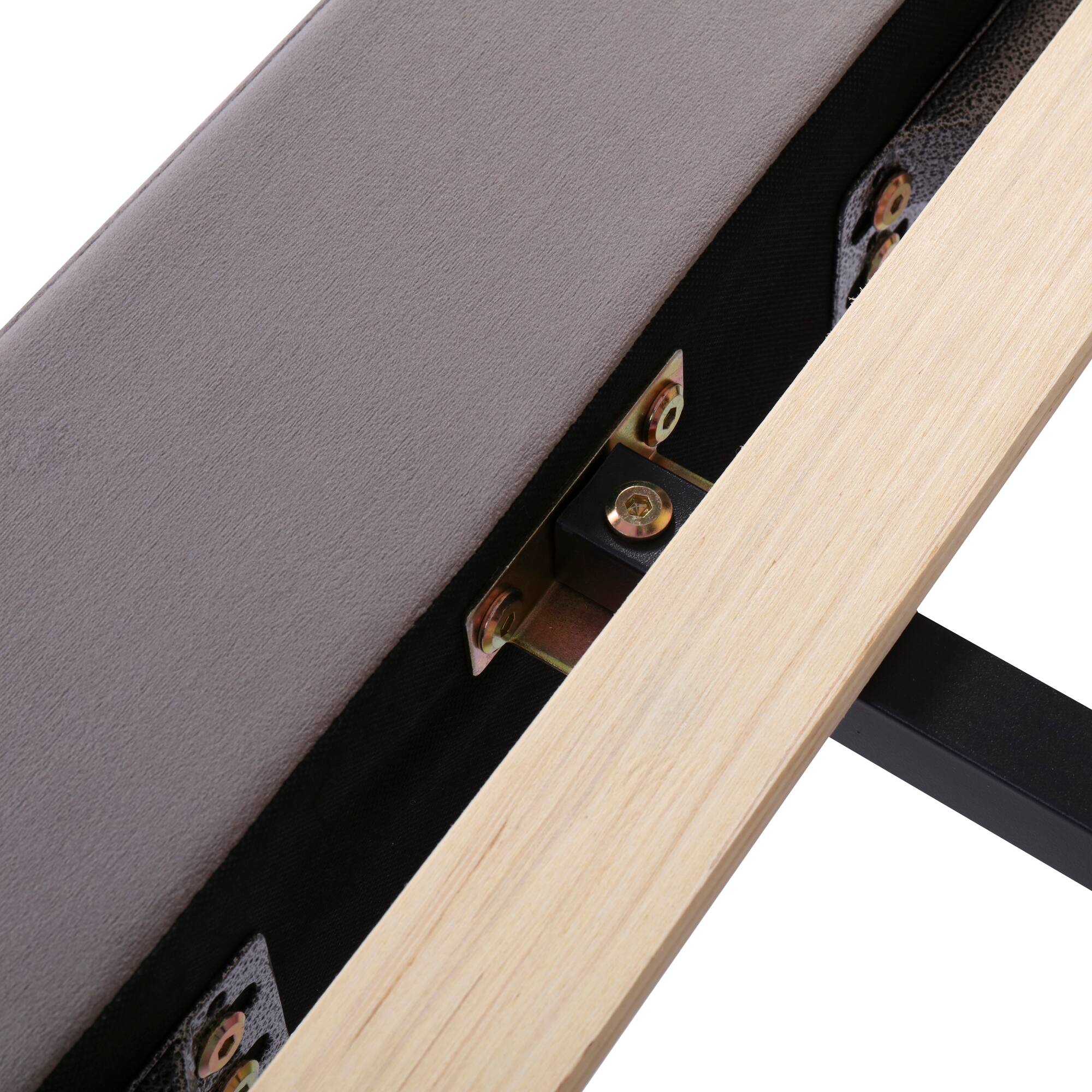 Alt View 7. Tiramisubest - Full Size Upholstered Platform Bed with Sensor Light and 2 Large Backrests, 2 sets of USB Port and Socket, Gray - Gray.