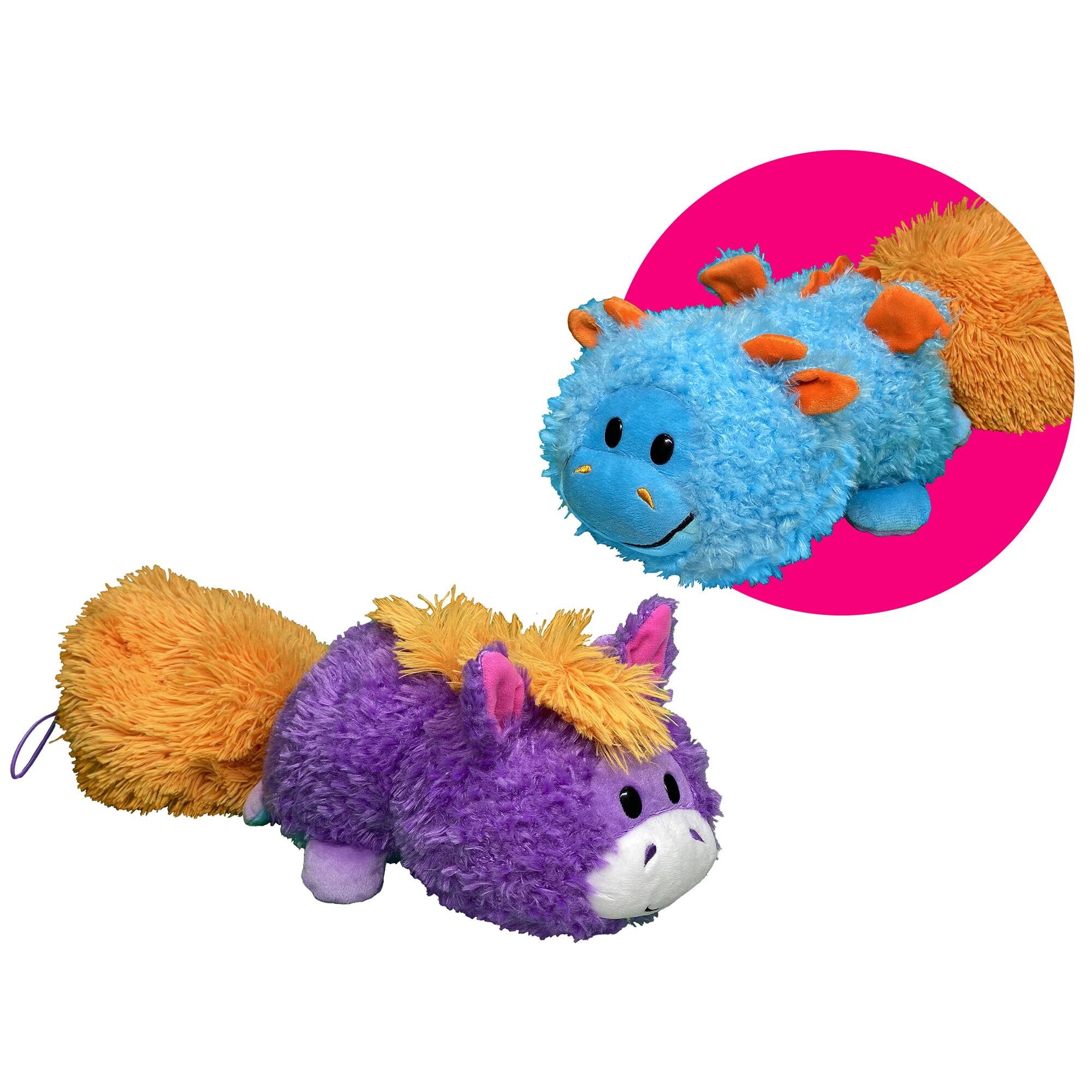 Front. FlipaZoo - FlipaZoo Magic Tails Blue Dragon to Purple Unicorn - 2-In-1 Animal Plush.