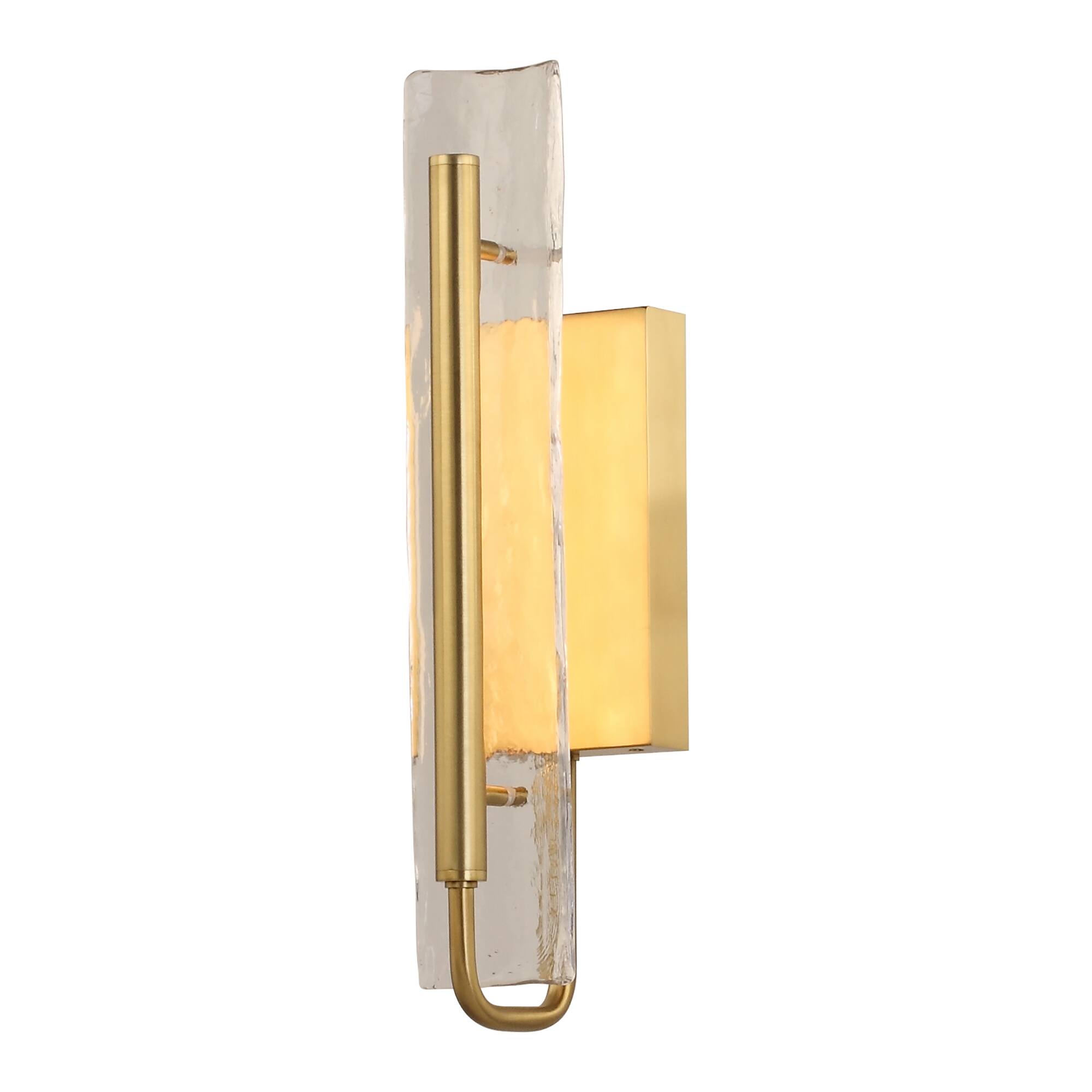 Back. Perimost - Modern 1-Light LED Gold Wall Light with Glass Shade - Gold.
