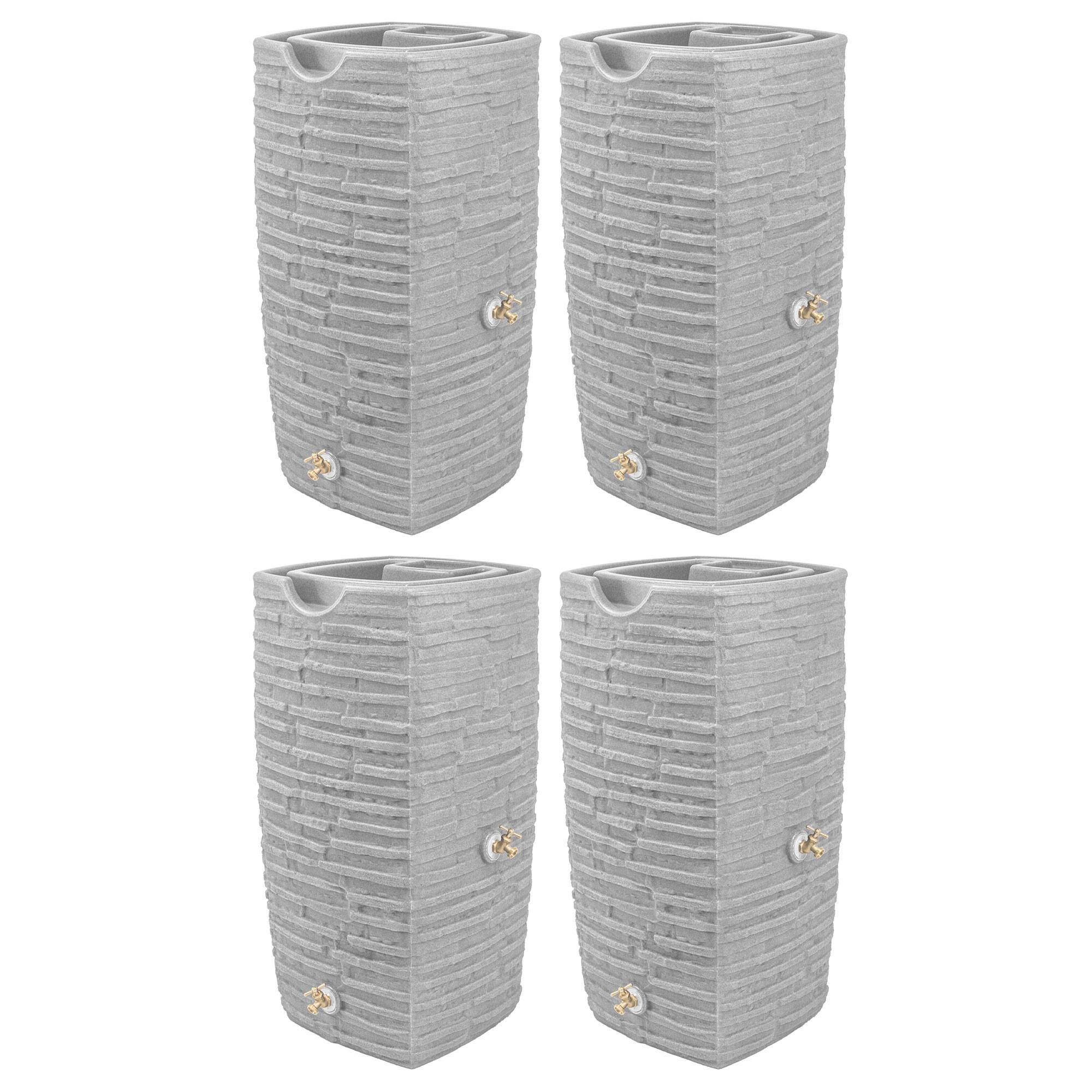 Front. Good Ideas - Good Ideas Impressions Riverwalk 50 Gallon Rain Saver, Light Granite (4 Pack).